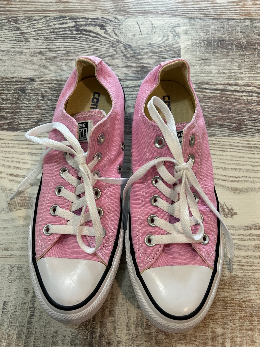 Converse Pink Low-Top Canvas Sneakers with White Laces